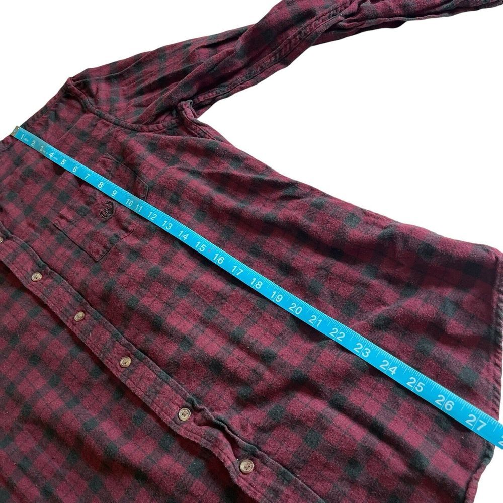 Chaps Performance Flannel Button Down Shirt Mens M Long Sleeve Plaid Red - Picture 6 of 7